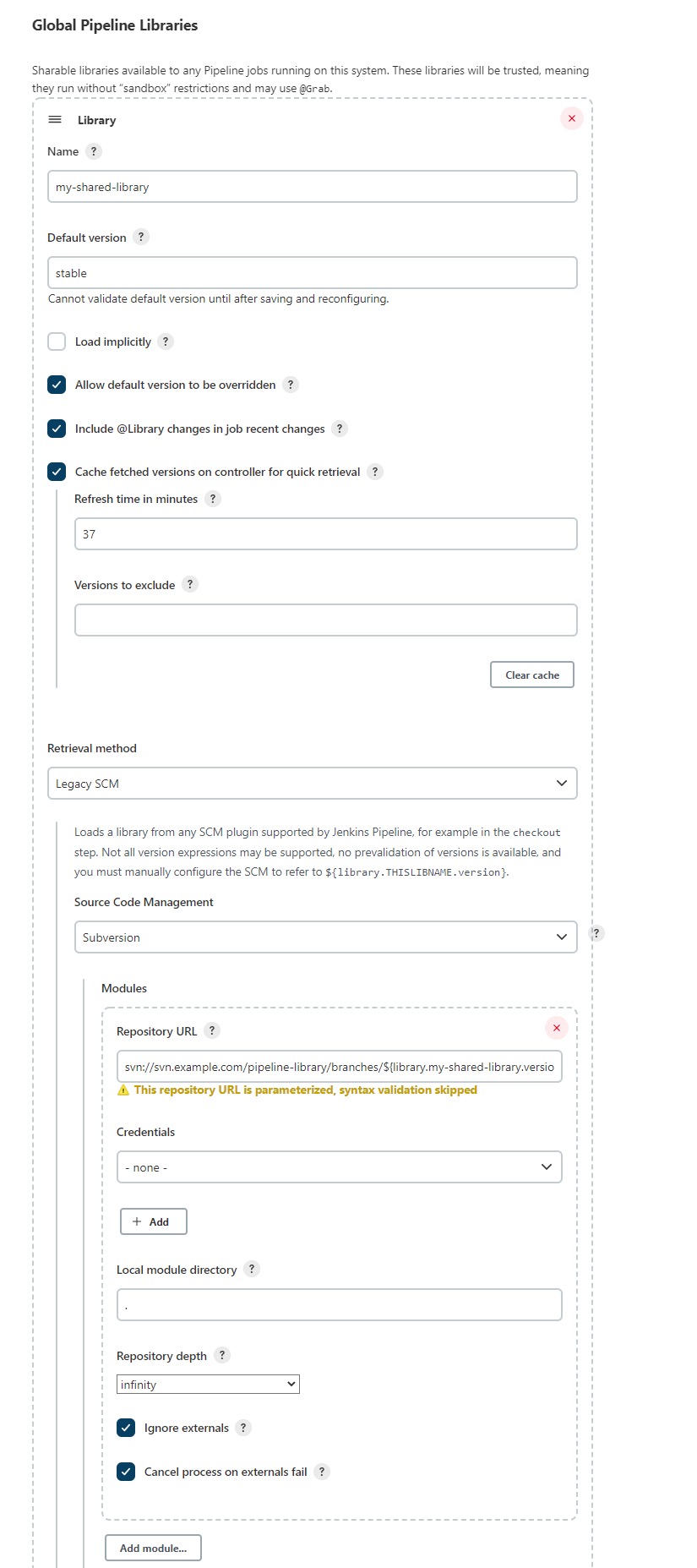 Configuring a 'Legacy SCM' for a Pipeline Library